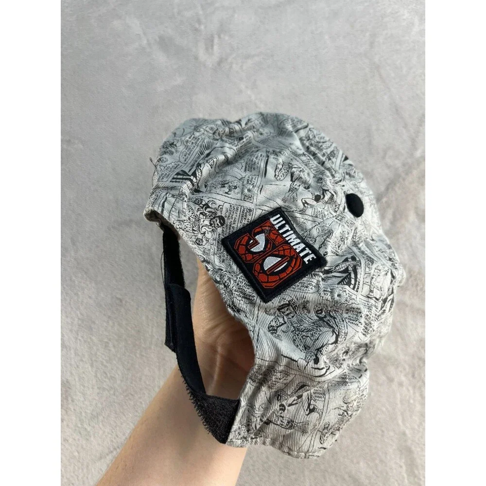 Spiderman Hat Cap Strap Back Gray Red Movie Velour Feel One Size Adjustable
